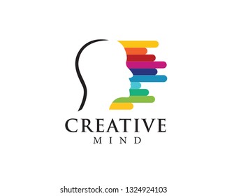 colorful human profile movement logo design inspiration