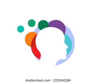 colorful human think smart logo design inspiration