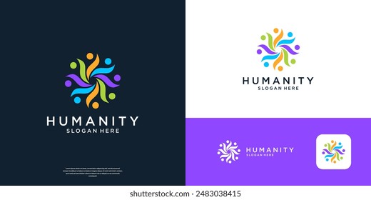Colorful humanity logo vector icon. Modern people community logo design.