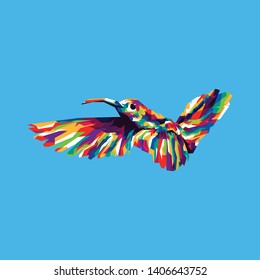 Colorful Humming Bird Illustration, Hummingbirds are birds native to the Americas and constitute the biological family Trochilidae.