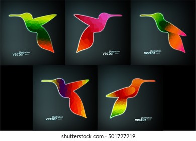 Colorful hummingbird, abstract futuristic art, stylish illustration 