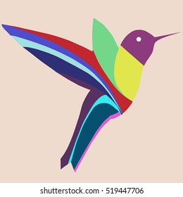colorful Hummingbird on beige background
