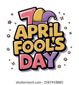 Colorful and humorous April Fool's Day vector design with joke props, clown faces, laughing emojis, and prank-related graphics perfect for greeting cards, posters, and social media .