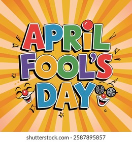 Colorful and humorous April Fool's Day vector design with joke props, clown faces, laughing emojis, and prank-related graphics perfect for greeting cards, posters, and social media.