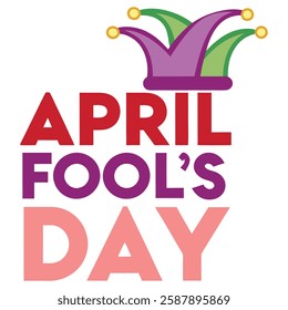 Colorful and humorous April Fool's Day vector design with joke props, clown faces, laughing emojis, and prank-related graphics perfect for greeting cards, posters, and social media.