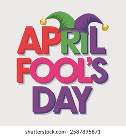 Colorful and humorous April Fool's Day vector design with joke props, clown faces, laughing emojis, and prank-related graphics perfect for greeting cards, posters, and social media.