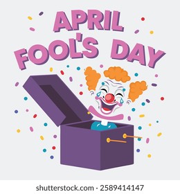 Colorful and humorous April Fool's Day vector design with joke props, clown faces, laughing emojis, and prank-related graphics perfect for greeting cards, posters, and social media.