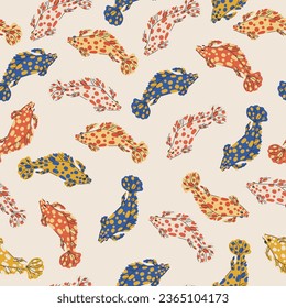 Colorful Humpback grouper seamless pattern. Vector cute ocean sea fish vector background for cover, textile, wallpaper, fabric, wrapping paper