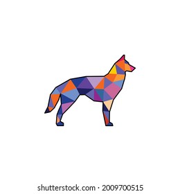colorful husky dog canine pet low poly style logo design vector illustration