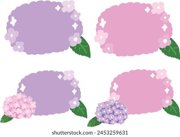  Colorido conjunto de materiales de ilustración de marco de hortensias