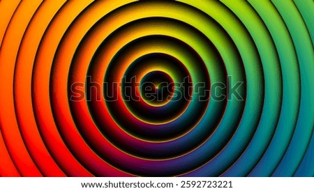 Colorful hypnotic concentric circles with smooth gradients. Radiant rainbow waves with warmth and dynamic energy perfect for posters, prints, banners and modern visual art project. Vector illustration