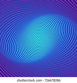 Colorful hypnotic psychedelic spiral. Modern vector illustration with optical illusion. Twisted striped round shape. Magical decorative background. Element of design.