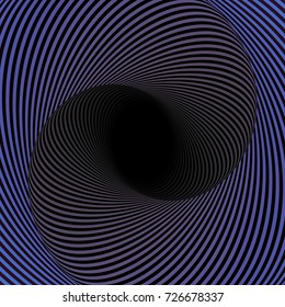 Colorful hypnotic psychedelic spiral. Modern vector illustration with optical illusion. Twisted striped round tunnel. Magical decorative background. Element of design.