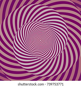 Colorful hypnotic psychedelic spiral. Modern vector illustration with optical illusion. Twisted striped round shape. Magical decorative background. Element of design.