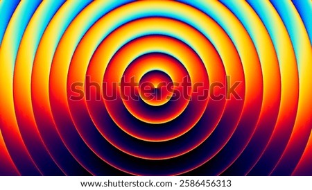 Colorful hypnotic retro waves pulsating in glowing neon circular pattern of dynamic retro-futuristic aesthetic. Psychedelic optical illusion with soft deep contrast radiant rings. Vector illustration