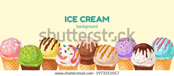 Colorful Ice Cream Backgroundtasty Summer Desserticecream Stock Vector ...