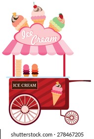 Colorful ice cream cart vector illustration