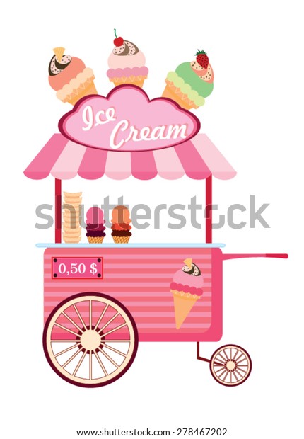 Colorful Ice Cream Cart Vector Illustration Stock Vector (Royalty Free ...