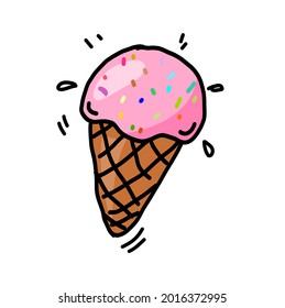 colorful ice cream cartoon illustration icons vector.