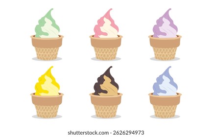Colorful Ice Cream Cups Vector Illustration Collection Set on a white background