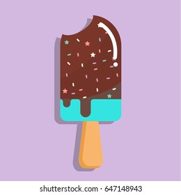 Colorful ice cream flat icon design. Vector illustration 