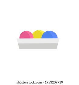Colorful Ice cream in glass box isolated
