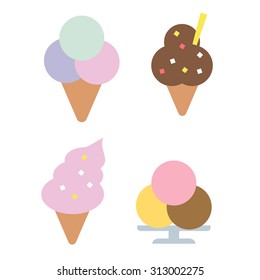Colorful Ice cream icon vector set