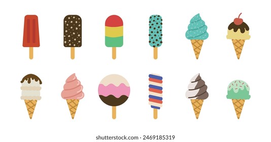 Colorful Ice Cream Illustration Set