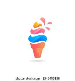 colorful ice cream logo design template