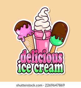 Colorful ice cream logo with text