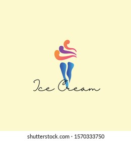 colorful ice cream logo vector concept with awesome gradient color and modern styles