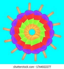 colorful ice cream on a blue background