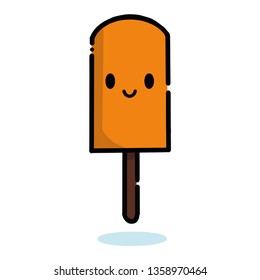 Colorful Ice Cream On Stick. Water Ice with face