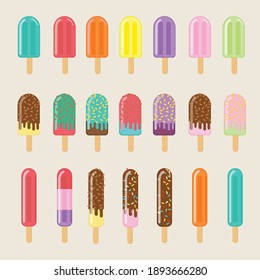 Colorful Ice Cream Original Fruity Flavours And With Topping