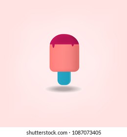 Colorful Ice cream pink and red vector Illustrator icon.