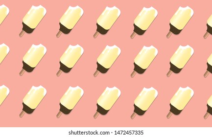 Colorful Ice cream popsicle pattern on pastel  background,ice cream vector pattern colorful