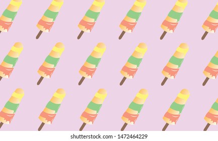 Colorful Ice cream popsicle pattern on pastel  background,ice cream vector pattern colorful