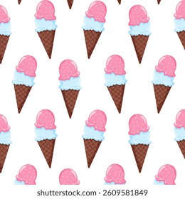 Colorful Ice Cream and Popsicle Seamless Pattern. Vector illustrations. Sweet dessert Background