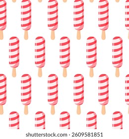 Colorful Ice Cream and Popsicle Seamless Pattern. Vector illustrations. Sweet dessert Background