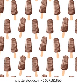 Colorful Ice Cream and Popsicle Seamless Pattern. Vector illustrations. Sweet dessert Background