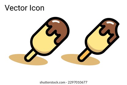 colorful ice cream of Popsicle stick icon, flat design