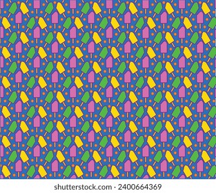 Colorful Ice Cream Popsicle Vector Pattern 