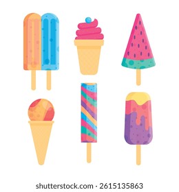 Colorful Ice Cream and Popsicle Vector Set