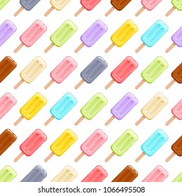 Colorful ice cream popsicles seamless pattern. Ice-cream sweets background.