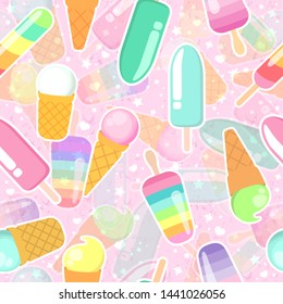 Colorful ice cream seamless pattern