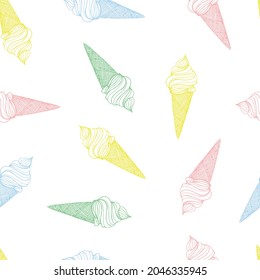 
Colorful ice cream seamless pattern vector image. Hand drawn ice cream seamless motif