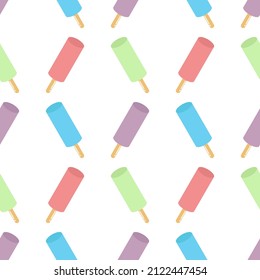 colorful ice cream seamless pattern on white background