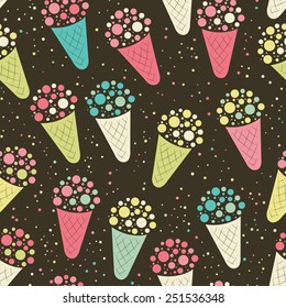 Colorful ice cream seamless pattern. Vector illustration