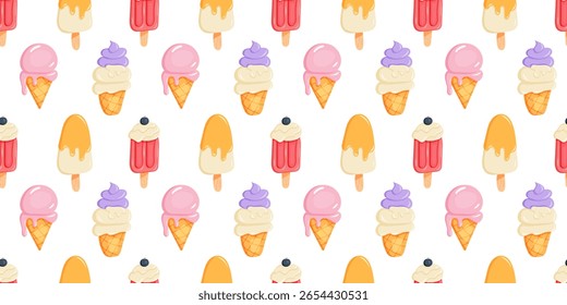 Fondo inconsútil del patrón del helado colorido