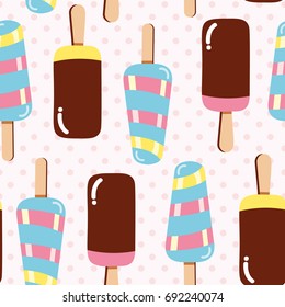 Colorful Ice cream seamless pattern background with polka dots